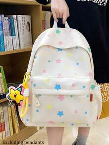 La mochila está adornada con estrellas de varios colores, incluyendo mochilas, bolsas de almacenamiento, bolsas de viaje, unisex, temporada de regreso a la escuela, regalos navideños, regalos de cumpleaños y regalos de regreso a la escuela - Multicolor - Ver 3