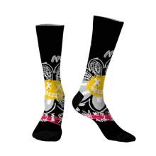 1/2/4/5 pares de calcetines negros tipo tripulación con estampado de flores para hombres, calcetines medianos, calcetines de grafiti callejero, hip hop, rock, calcetines decorativos, unisex, para usar en deportes al aire libre