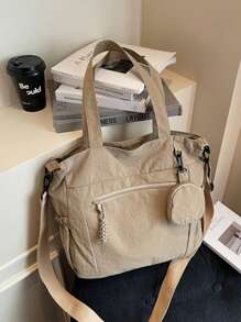 2 piezas Bolso de mano de unicolor de moda casual con monedero, de gran capacidad, adecuado para universidad/aula universitaria/ir al trabajo/festivales/vacaciones, para mujeres, principiantes y trabajadores de cuello blanco, chicas, estudiantes universitarias, damas, mujeres