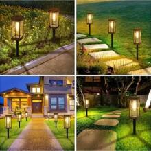 Set Of 8 Solar Lawn Lights With IP44 Splash-Proof Rating. 1400 MA,They Come With LED Courtyard Ground Plugs And Feature A Vintage Design. Suitable For Paths, Gardens, Villas, Landscapes, Lawns, Sidewalks And Terraces.