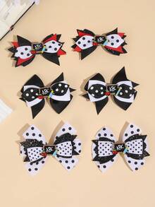 2 件/包 返校波点蝴蝶结、ABC 黑板树脂发饰、女孩蝴蝶结发夹 - 彩色 - 查看 1