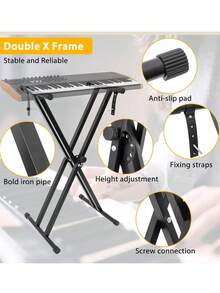 Atril para teclado de música atril para teclado de música atril para teclado de piano atril para teclado de doble pedal - Negro - Ver 6