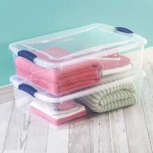Small Storage Bin, 32 Quart Clear Underbed Storage Container With Latch Lid, Blue - 32qt - View 4