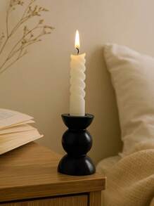 1 pieza Juego de portavelas de resina abstracto moderno - Soportes escultóricos para velas rectas en negro y blanco, decoración elegante para el hogar para la mesa del comedor, el dormitorio, la boda o como regalo