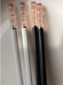 2/5 Pairs Cherry Blossom Amber Color Creative Tableware Chopsticks, Anti-Slip High-Temperature Resistant Antibacterial Alloy Chopsticks For Home Use,School Supplies