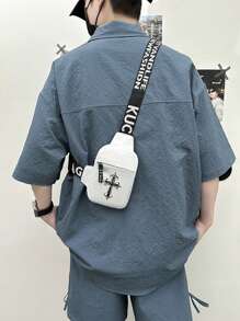 peach tree Men's Small Square Bag, Shoulder Bag, Waist Bag, Crossbody Bag, Running Bag, Night Running Bag, Cycling Bag, Fashionable Solid Color Minimalist, Cartoon Print, Graffiti, Hip-Hop, Sports, Street, Business, Casual, Versatile, Compact, Essential For Travel And Vacation, Youthful And Stylish Side Bag Halloween Bags Halloween Accessories Pouch