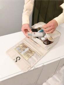 1pc Large Capacity Hanging Travel Toiletry Bag, Waterproof Makeup Organizer Bag, Portable Bathroom Cosmetic Storage Pouch, Suitable For Men, Women, Students, Travel, Shaving Sets, Waterproof Makeup Bag, Bathroom Shower & Grooming Kit, Beach Vacation, Holiday Beach, Bathroom Storage, Bedroom Storage, Father's Day Gift