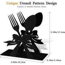 Modern Standing Napkin Holder For Table C Black Metal Napkin Dispenser, Fork, Spoon Theme Style Napkin Holder, Suitable For Kitchen, Coffee Shop, Dining Room - Trees, Lovers - View 10