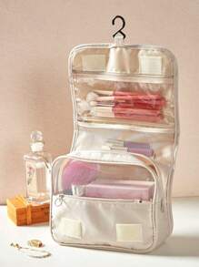 1pc Large Capacity Hanging Travel Toiletry Bag, Waterproof Makeup Organizer Bag, Portable Bathroom Cosmetic Storage Pouch, Suitable For Men, Women, Students, Travel, Shaving Sets, Waterproof Makeup Bag, Bathroom Shower & Grooming Kit, Beach Vacation, Holiday Beach, Bathroom Storage, Bedroom Storage, Father's Day Gift