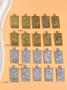 5pcs Vintage Tarot Card Charms, Alloy Pendants For DIY Necklace Bracelet Jewelry Making, M842