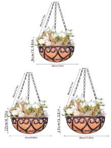 8/10/12 Inch Metal Wire Hanging Basket Flowerpot, Coconut Lined Plant Flowerpot, Outdoor Garden, Porch, Balcony Decoration