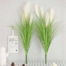 Planta verde artificial - 5 piezas/3 conjuntos de Juncos blancos realistas, adecuados para decoración del hogar y exteriores, excelentes para jardín, patio, porche, sala de estar - Ideal para aniversario, fiestas, Día de la Madre, graduación, inauguración de casa, temporada de bodas, decoración de bodas, apariencia natural, decoración de juncos sin mantenimiento