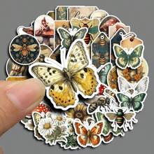 50 pièces Autocollants de la série plante et fleur de la forêt, vintage, bande dessinée, réutilisable pour le scrapbooking, peint à la main, fabrication de cartes, décoration de cadeaux, artisanat, fournitures de bureau et scolaires