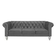 Home Design Emma Velvet Rolled Arm Sofa - Màu xám đen - Xem 3