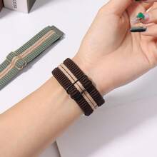 Correa de reloj de liberación rápida - Opción de ancho - Correas de reloj de 20 mm y 22 mm, correa de nailon elástica ajustable de bucle único como repuesto para hombres y mujeres - Correa elástica 20, 22 (estilo rayado) - Ver 7