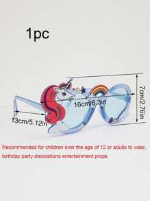 1 pièce/2 pièces Lunettes de fête d'anniversaire Licorne à la mode, Décorations de fête Pegasus mignonnes pour enfants, adolescents et adultes