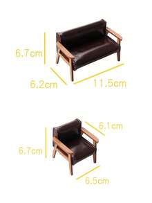Canapea din piele în miniatură la scară 1:6/1:12, masă din lemn albă, opțiuni de canapea simplă și canapea dublă, potrivită pentru decorul mobilierului pentru casa de păpuși!