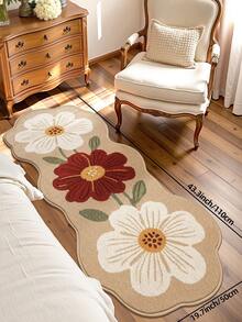 DAJIANG 1件复古简约花卉印花地毯，防滑门垫，柔软地毯，可折叠，易于打理和水洗，适用于客厅、厨房、浴室、床头装饰 - 家居装饰，厚绒面料，适合万圣节、感恩节、秋冬季厨房地毯 - 彩色 - 查看 12