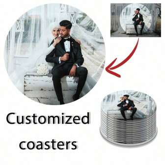 2pcs/1pc Customizable Acrylic Photo Coasters, Personalized Picture Coasters, Waterproof And Scratch-Resistant, Unique Desk Decoration, Suitable For Holiday Gifts, Father's Day, Wedding, Bar, Office, Kitchen And Dining Room