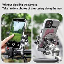 1pc Outdoor Riding Navigation Bracket, Aluminum Alloy Motorcycle/Bike/Scooter Phone Holder, Silicone Shock Absorber Anti-Shake, Food Delivery E-Bike Bracket, Vehicle Delivery Rider Dedicated Mounting Holder, Multi-Functional Universal Phone Stand