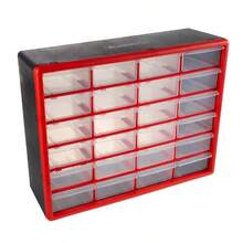 Stalwart 24 Plastic Drawers Organizer Compartment Storage Desktop And Wall Mount Container For Hardware Parts Crafts Beads And Tools Red - 24bin - View 1