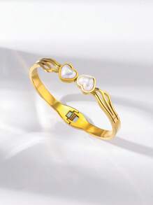 Novo Bracelete de Aço Inoxidável Decorado com Pedras de Zircônia, Simples e da Moda, Presente Perfeito