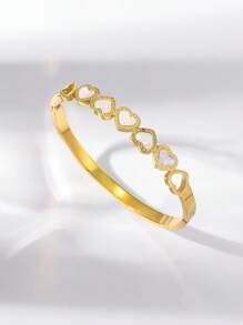 Novo Bracelete de Aço Inoxidável Decorado com Pedras de Zircônia, Simples e da Moda, Presente Perfeito