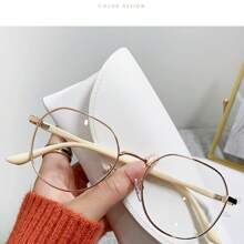 1 Stück Damen Brille mit rundem Rahmen und klaren Gläsern, augenschonend, geeignet für Büro, Schule, Outfit-Kombinationen, Computer, Fernseher, Gaming, Smartphone-Nutzung