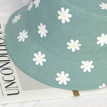 Reversible Bucket Hat For Women, Cute Beach Fisherman Style - Flower Green - View 3