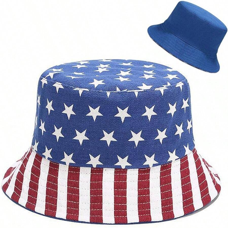 Reversible Bucket Hat For Women, Cute Beach Fisherman Style - American Flag - View 1