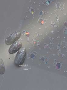 1 件夏日海滩海洋贝壳海星蛤蜊海螺星星海泡海螺软浮雕装饰指甲贴纸美甲贴花