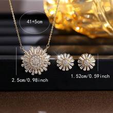 2 Stücke/Set exquisites Ohrringe/Halskette Schmuckset mit Sonnenblumen Design, elegantes Geschenk für Feiertage