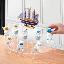 三层纸杯蛋糕架，2个透明香水收纳盒，半圆形甜品桌展示套装，适用于小雕像，半月形展示架，适用于玩具收纳袋，派对，婚礼