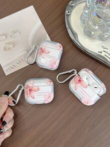 粉色百合花耳机套，蝴蝶兰耳机套，“Do Everything In Love”字母标语耳机套，透明耳机套，带一个耳机套挂钩，兼容：- 耳机套 - 耳机 - Pro 3 耳机套 - Pro（第二代）- 3 - Pro - 1/2 - 4 耳机套 - 彩色 - 查看 4