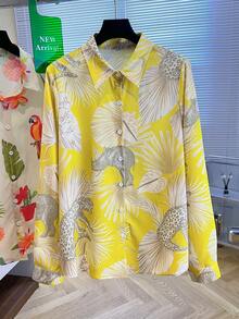 女士时尚单排扣长袖衬衫、长袖上衣