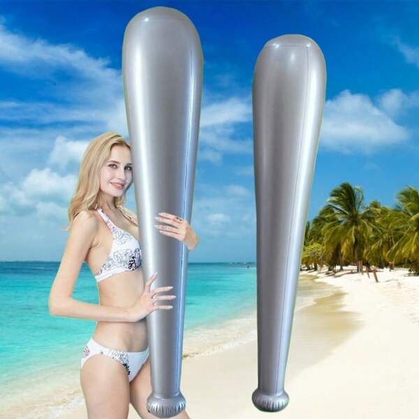 1pc Large Size 165cm Silver Baseball Bat, Oversized Funny Game Bat, Inflatable Pool Outdoor Game Baseball Bat