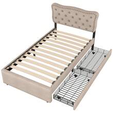 Bed Frames - beige marrone + MDF - Visualizzare 8