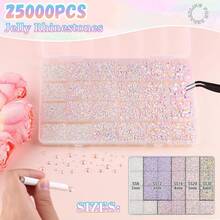 22000Pcs Resin Rhinestones For Bedazzling With 3Pcs B7000 Jewelry Glue, Multicolor 2/3/4mm Flatback Gems Rhinestones For Crafting, Clothing Tumblers Mugs Shoes Fabric Decor Nail Art - Transparent Ab - View 2