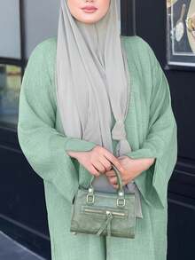 Robe décontractée ajustée pour femmes à col rond, manches longues, couleur unie, élégante