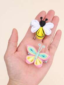 4pcs Cute Bee Butterfly Hair Clips For Girls Colorful Butterfly Bee Grosgrain Ribbon Bow Alligator Clips Cute Butterfly Bee Insect Barrettes Unique Vacation Hairpins Teens Hair Accessories