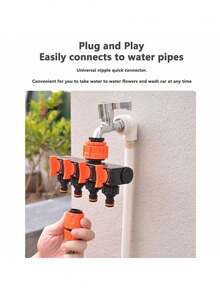 1pc 4 Way Brass Hose Splitter With Switch, Garden Hose Connector, Valve For Adjusting Water Flow, Tap Adapter, 4 Hose Outlets - Black Red - View 6