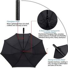 Golf Umbrella Large 60/62/68 Inch Automatic Opening And Closing Golf Umbrella Large Oversized Double Ceiling Ventilated Umbrella Windproof And Waterproof Unisex - Black - View 4