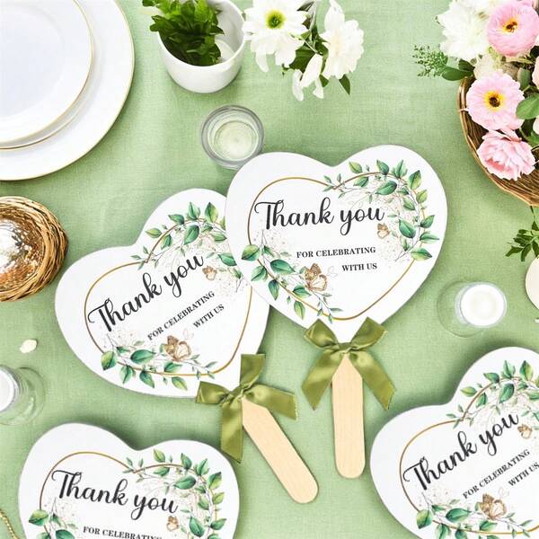 10 Abanicos De Boda De Madera Con Forma De Corazón O Mariposa Para Invitados, Ideales Para Ceremonias, Despedidas De Soltera, Fiestas De Boda.