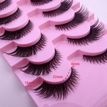 7 Paar neue Katzenaugen-Wimpern, natürlich lang, klares Band, geflügelte Enden, verlängerte Augen, falsche Nerz-Wimpern Make-up