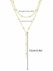 1pc/2pcs Women Stainless Steel Double Layer Pendant Necklace, Suitable For Everyday Wear