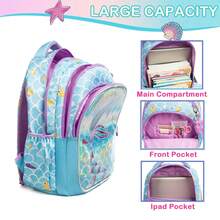 Children School Backpack Set With Lunch Bag Pencil Case Waterproof School Bags For Girls Mermaid Backpack Child Girl Book Bag - 12803-3 - View 3