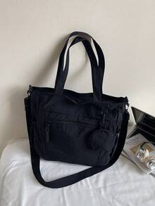 1个时尚休闲纯色大容量零钱包手提包，适合大学/学院教室/通勤/工作/节日/度假/假日，适合女性、职场新人、白领、女孩、大学生、女士等。 - 黑色 - 查看 11