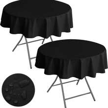 1 Pack Black Round Tablecloth 84 Inch Round Plastic Table Cloth Waterproof Disposable Round Table Cover For Party Birthday Camping Picnic Baby Shower Summer Gifts Wedding Beach Back To School School Supplies Room Decor - Multicolor - View 18