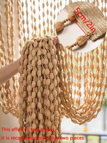 1pc Hanging Yarn Pom Pom Ball Curtain, White, Champagne, Yellow Decorative Door Curtain