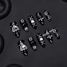 Press On Nails,JC Handcrafted Press On Nails Kit , Short Length Nail Press Ons, Durable, Easy Application, Stylish Impress Press On Nails,Perfect For Daily Wear & Special Occasions(S80 M)